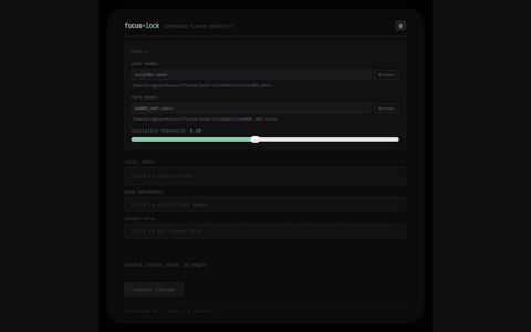 Focus-lock app with finished fancam render
